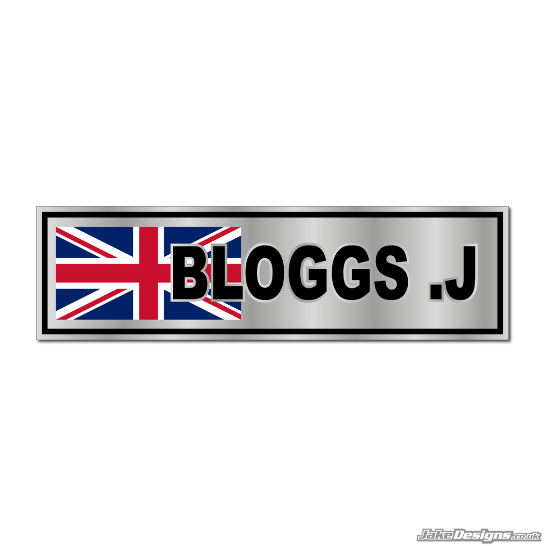 6 Chrome Personalised Name Stickers (123mm X 35mm)