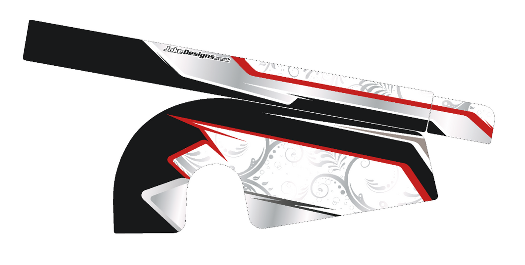 Floral Red / Silver Chrome Custom Chain Guard Sticker Kit