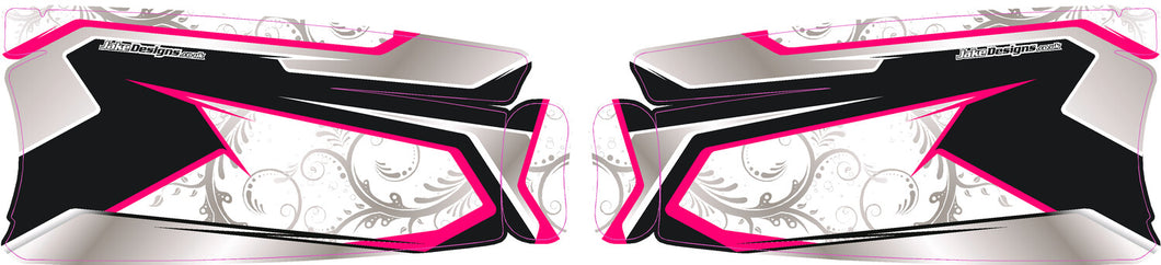 Floral Pink / Silver Chrome Custom Set Of Sidepods Sticker